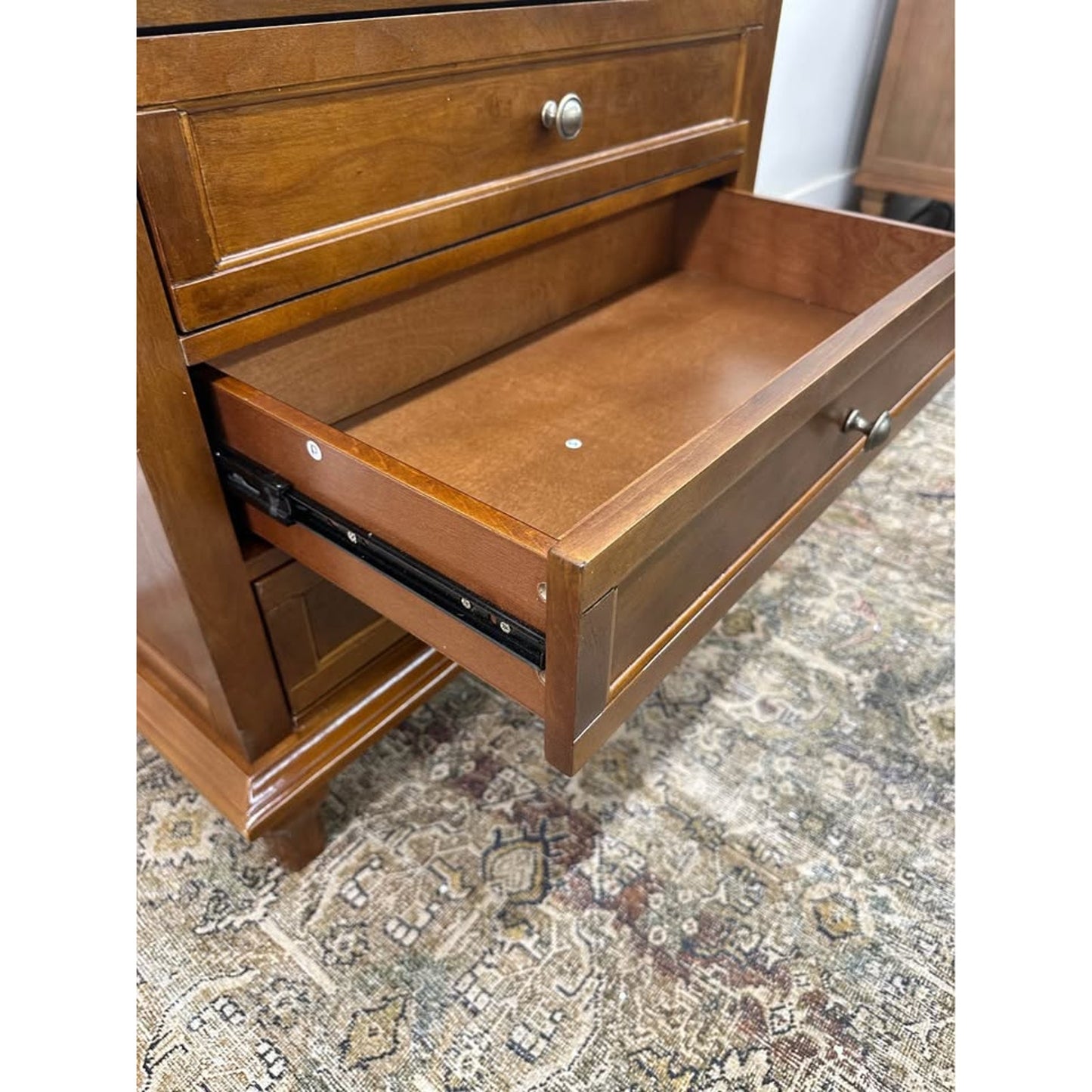 Dominic 3 Drawer Nightstand Walnut Stain Built-In Outlets Wood