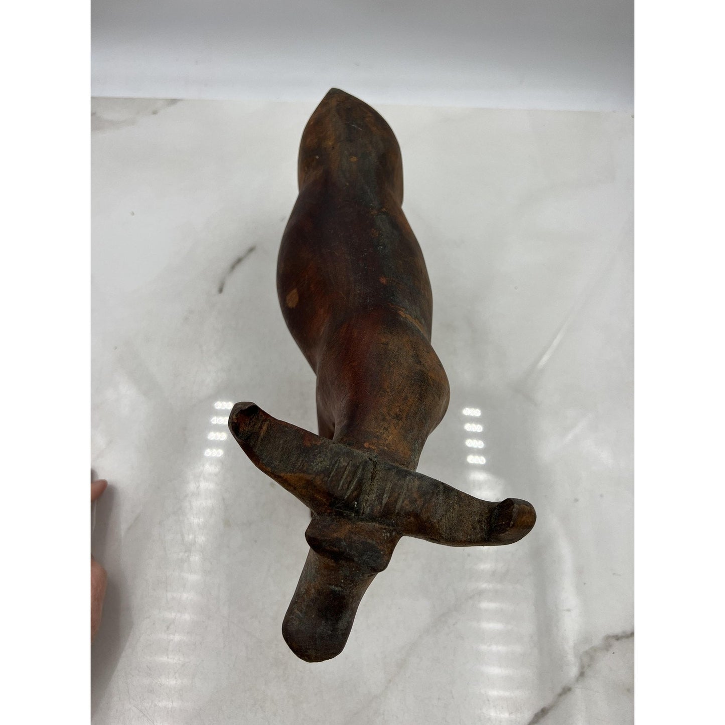 Vintage Hand Carved Wood Water Buffalo Sculpture African Folk Art Figurine 13" D