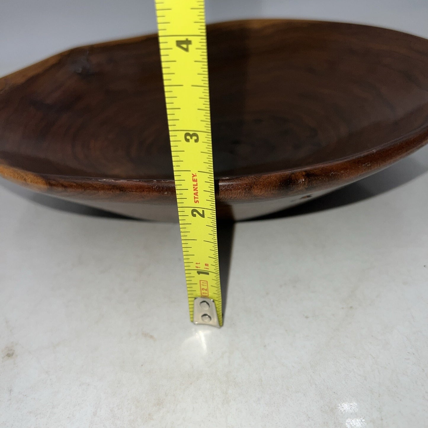 VTG Handmade Wooden Bowl W7"/H 2.5" Redwood California USA Stunning Hand Turned