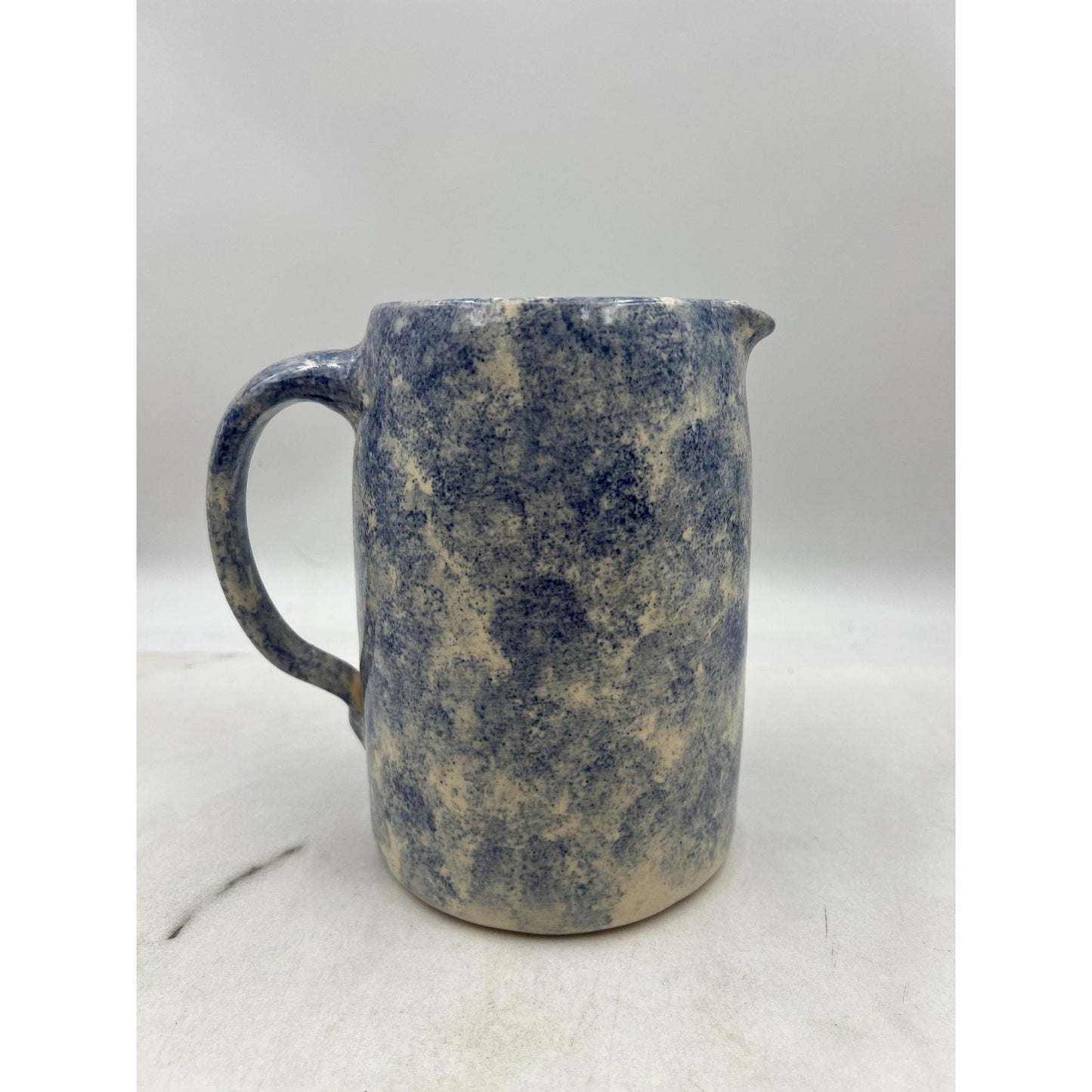 Vintage Gruene Pottery Pitcher 7" Spongeware Hand Painted Strawberries Texas USA