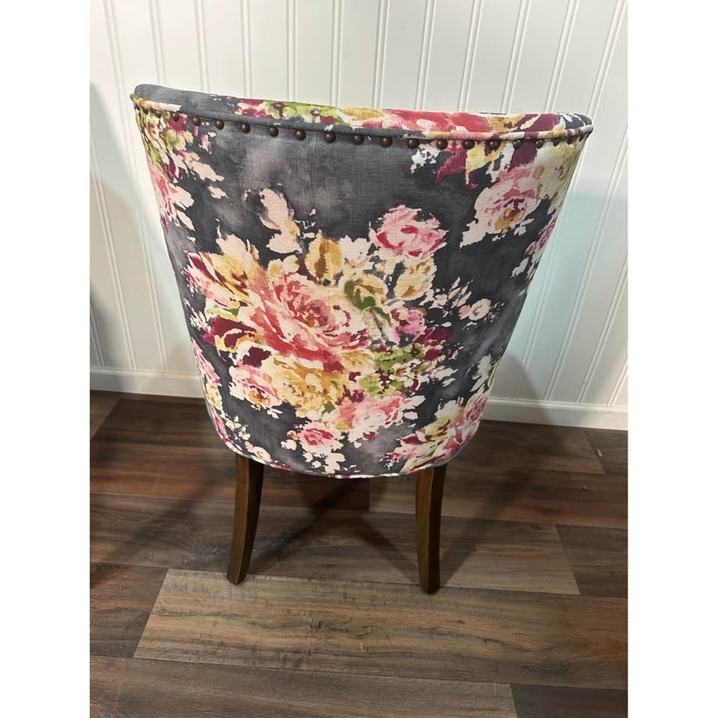 Grandin Road Armchairs Floral Fabric Covered Dining Kitchen Gray Set of 2