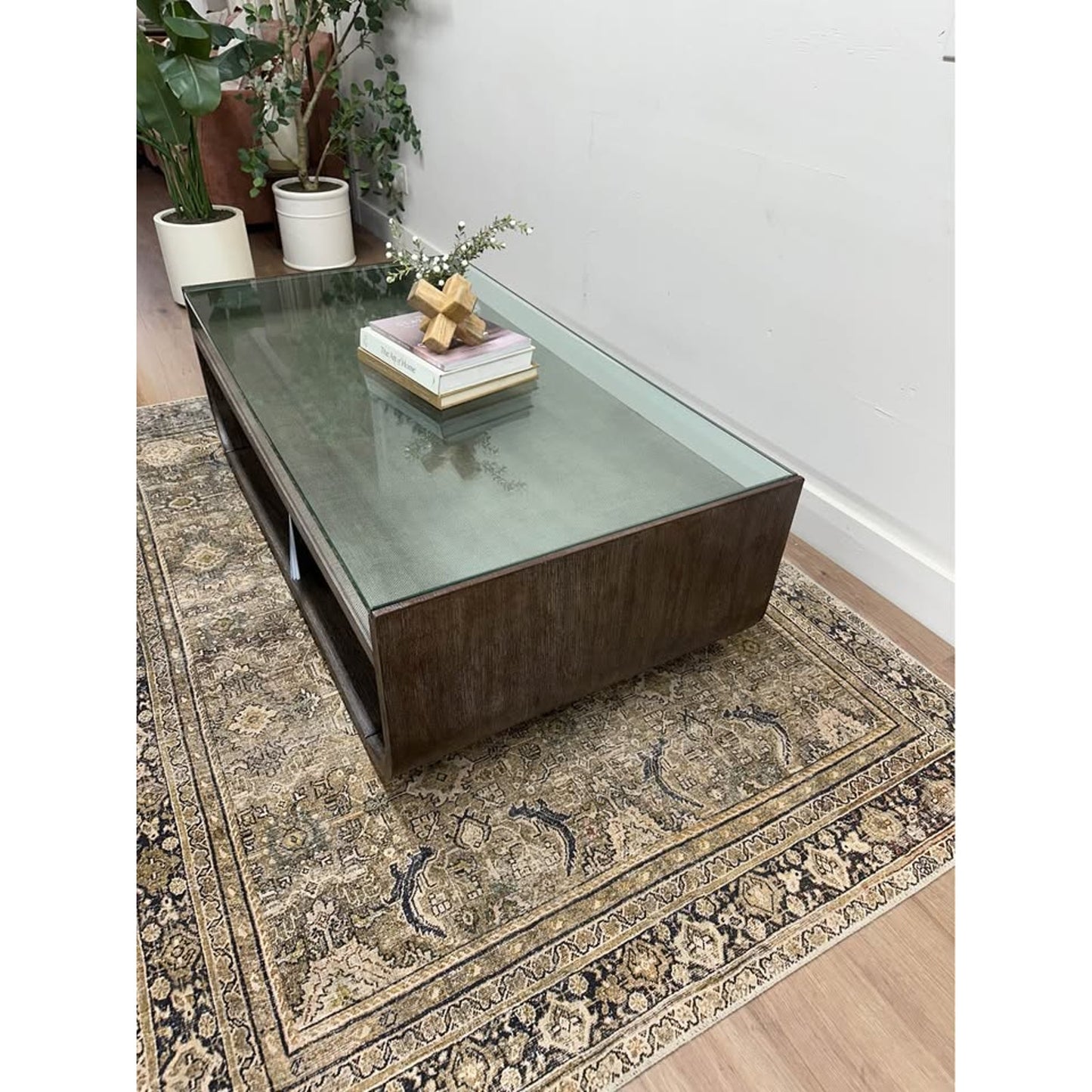 Modern Mood Rectangle Cocktail Coffee Table Hooker Furniture Smoky Brown Glass Top