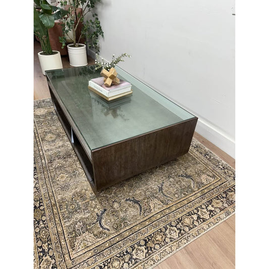 Modern Mood Rectangle Cocktail Coffee Table Hooker Furniture Smoky Brown Glass Top