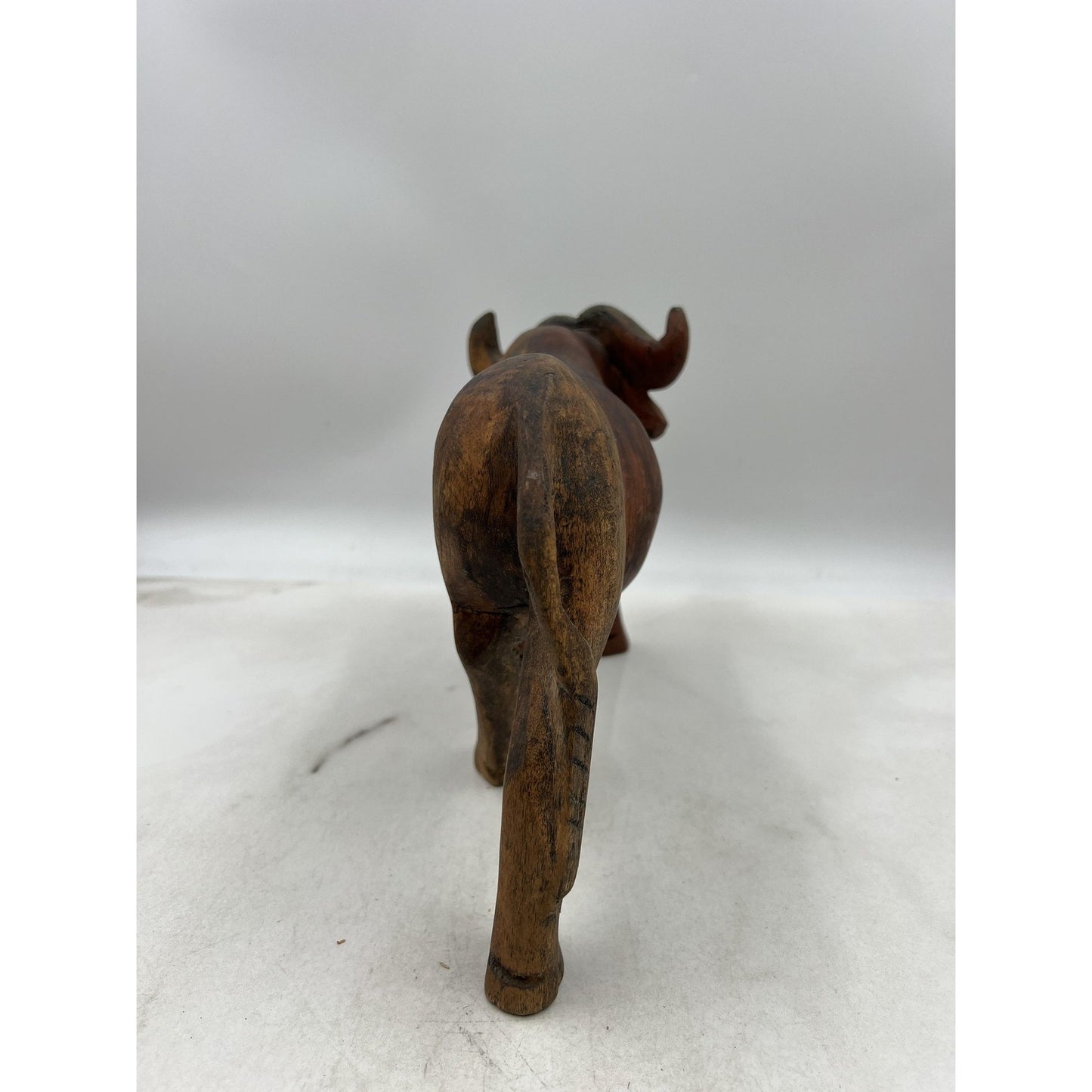 Vintage Hand Carved Wood Water Buffalo Sculpture African Folk Art Figurine 13" D