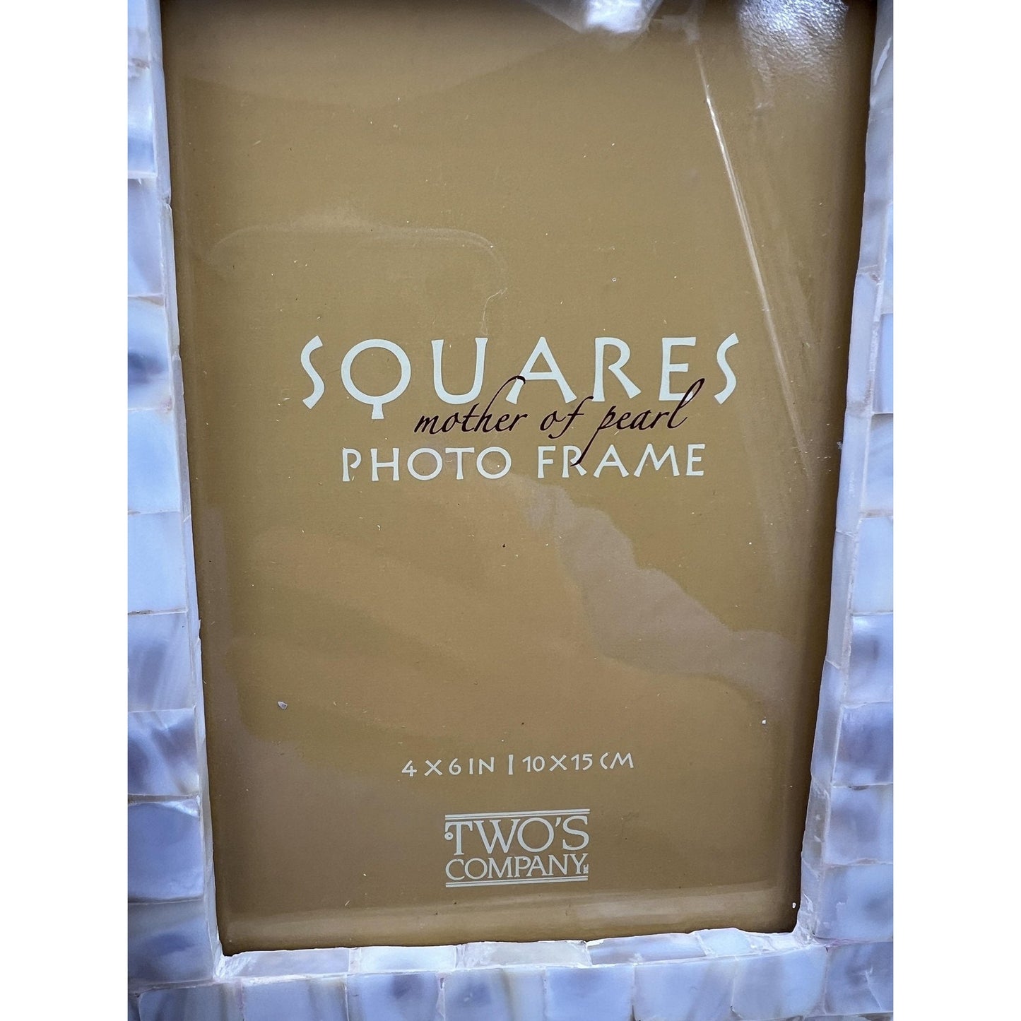Two's Company Squares Mother of Pearl 4x6 Photo Frame Tabletop Decor