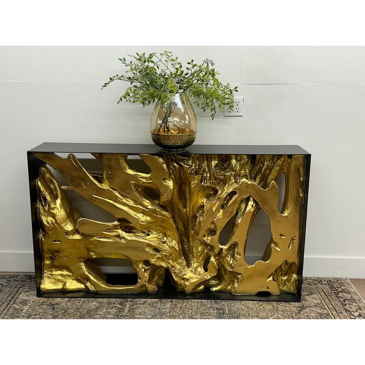 Cast Root Console Table, Iron Frame, Resin Gold Leaf Phillips Collection