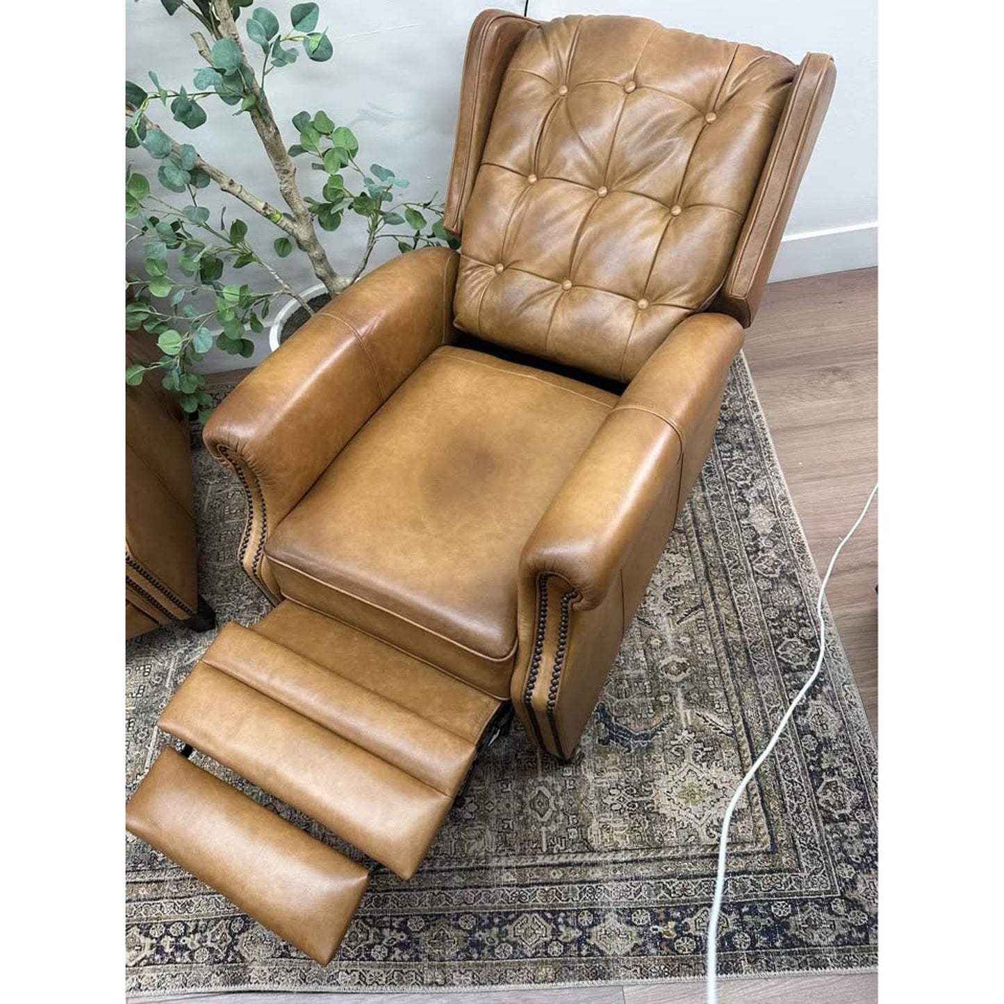 Silvia Genuine Leather Power Recliner-CAMEL