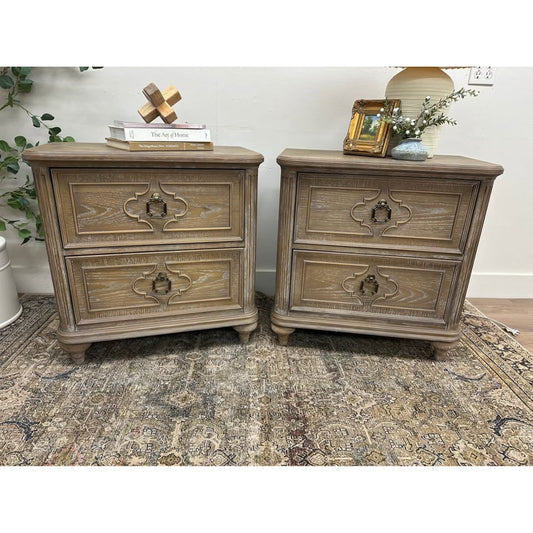 Furniture of America Aveline Modern Rustic Oak Solid Wood 2-Drawer Nightstand With USB Ports