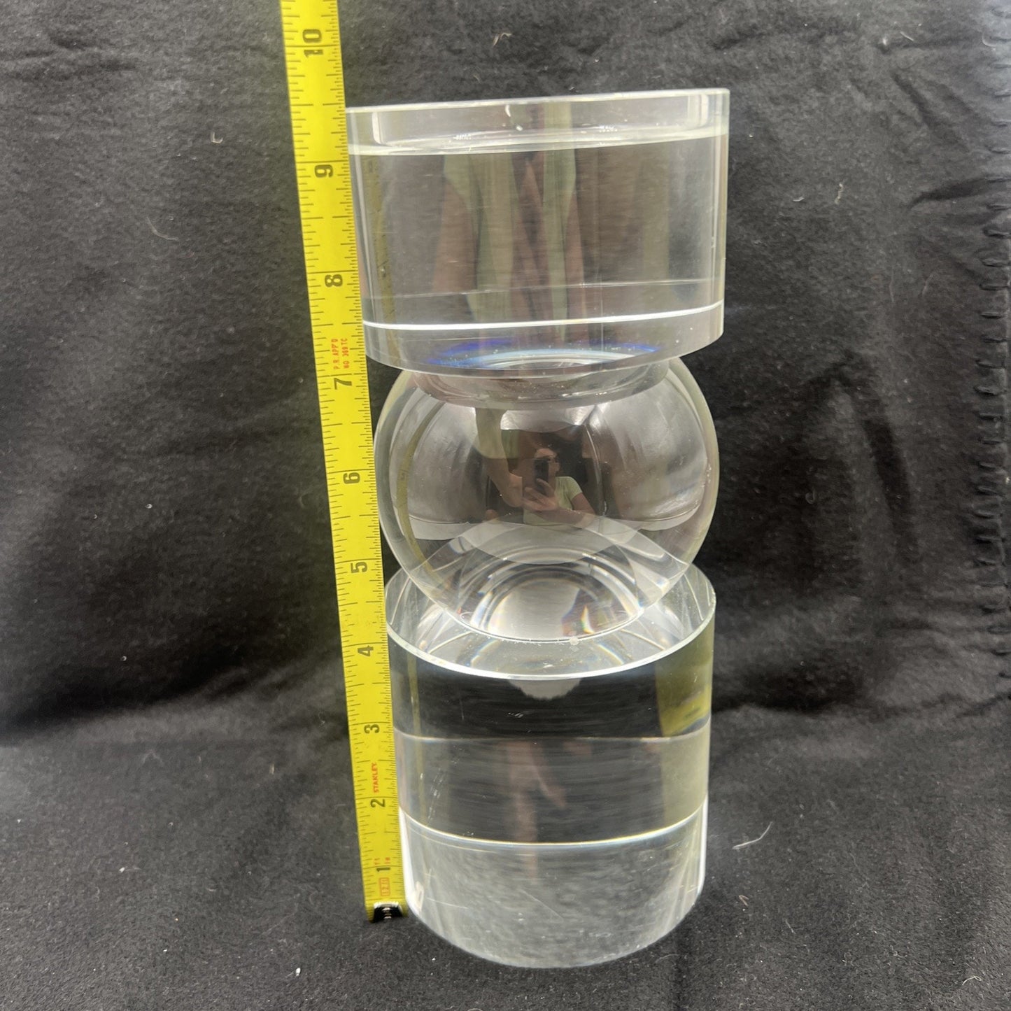 Vintage Crystal Candle Holder 9.5" Clear Ball Pillar Candle Modern