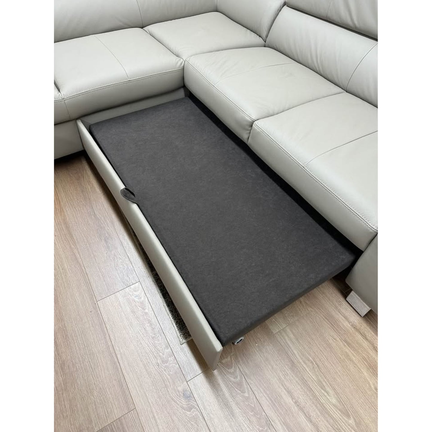 Tan Italian Leather Sleeper Sectional Pull Out Bed & Storage Europe Pewamo