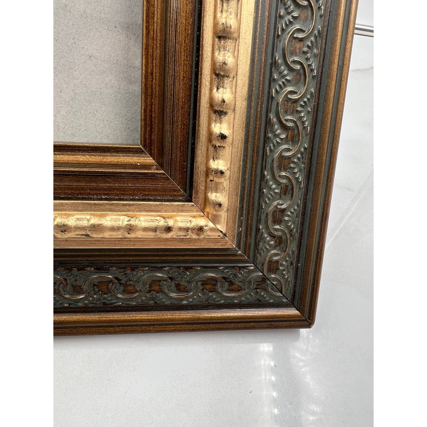 VTG Ornate Bronze Gold Picture Frame 5x7 Opening Scroll Beaded Traditional 10x12