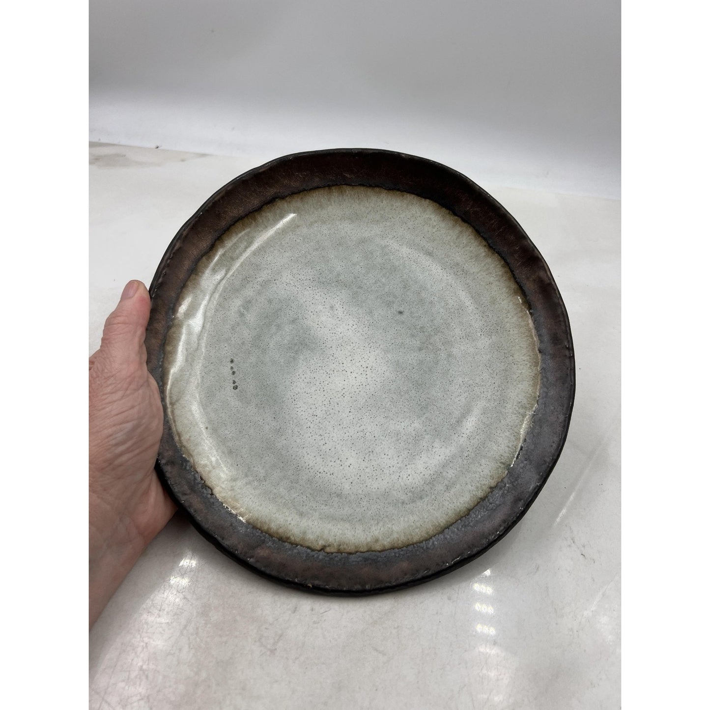 Kotobuki Plate Bronze Corona 9.5" Japanese Stoneware Made in Japan Rustic Look
