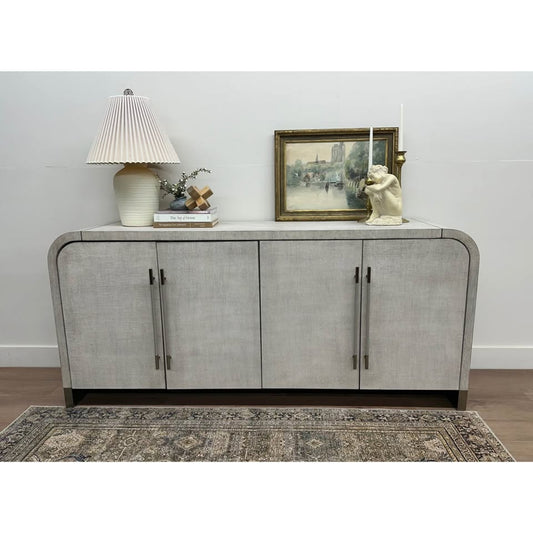 Modern Mood Buffet Console Entry Buffet Arched Waterfall Hooker Furniture Creamy Grayish Color