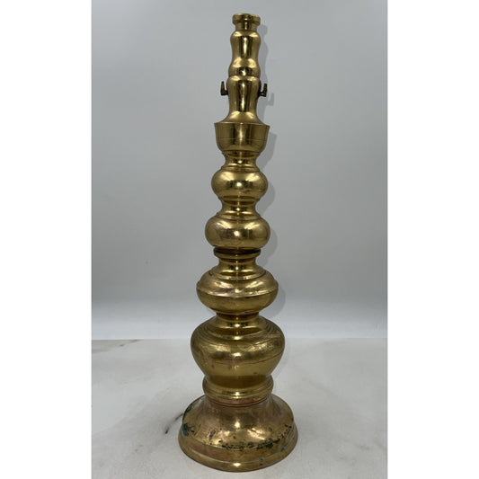 Vintage Brass Candlestick Holder Round Turned Traditional Japan 16"