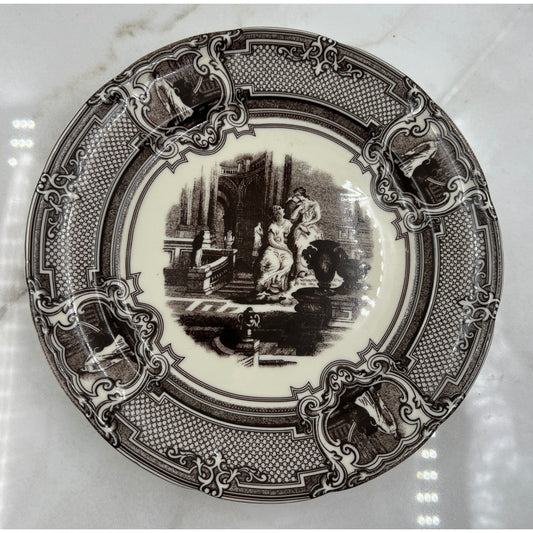 Two's Company Brown White Transferware Decorative Wall Plate 8 Inch 5989-06-S