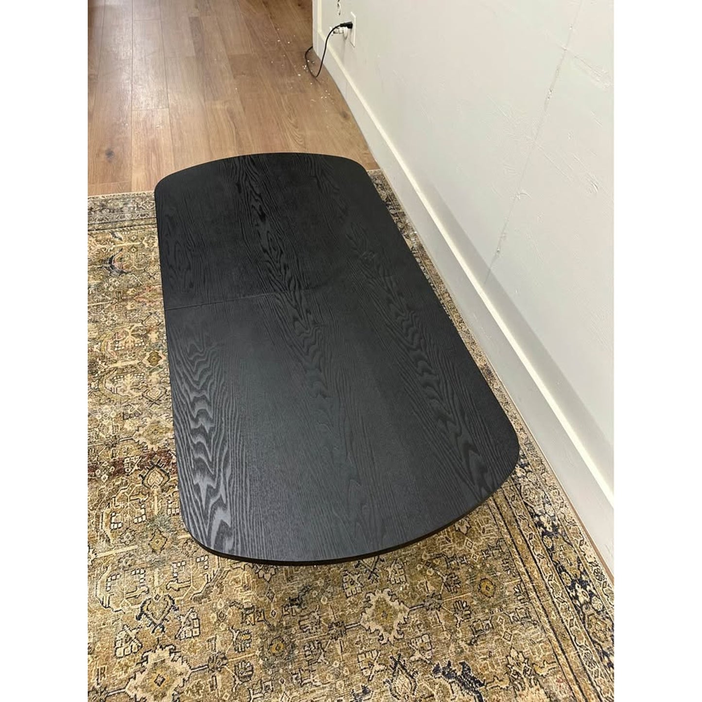 Elias Oval Coffee Table-BLACK Flip Top Storage Wooden Fluted Base