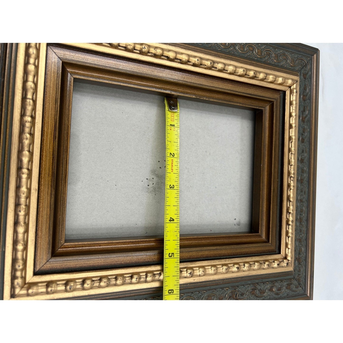 VTG Ornate Bronze Gold Picture Frame 5x7 Opening Scroll Beaded Traditional 10x12