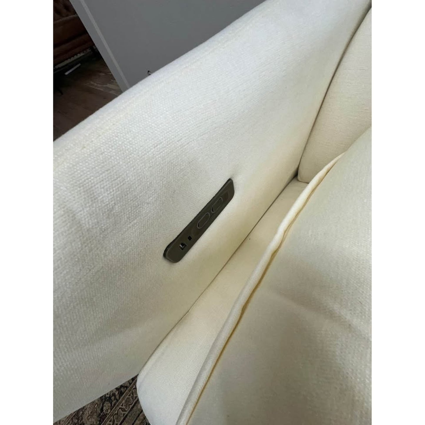 Sofa Couch Power Reclining with Power Headrest Ivory Side Pillows