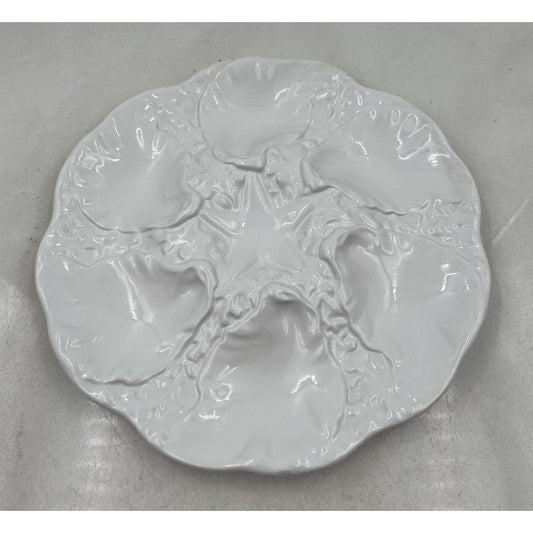 Neto & Gomes Oyster Plate White Ceramic Starfish Center 6-Well Server Portugal
