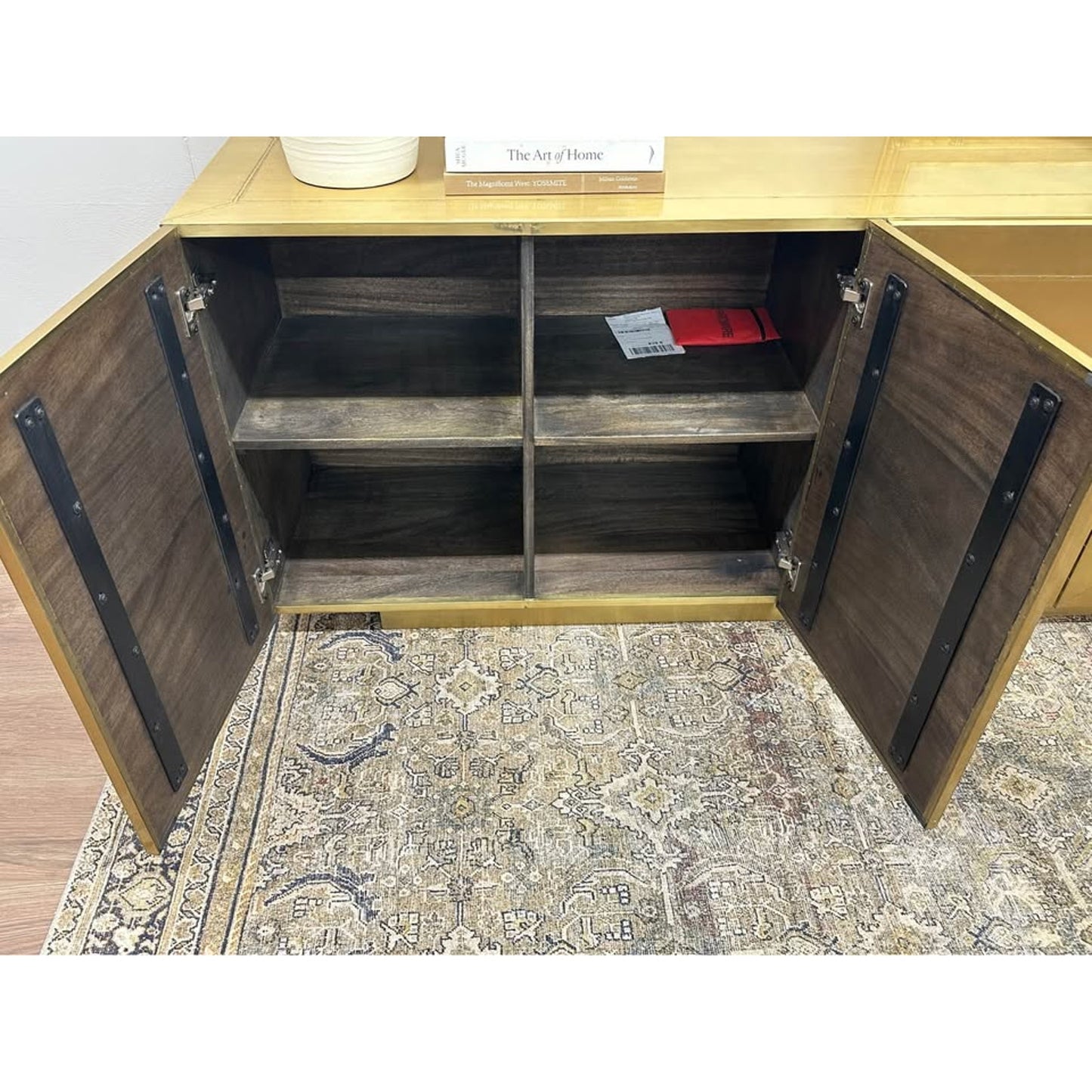 Four Hands Carlitha 72" Sideboard Gold Metal 4 Door Console Credenza Entry Buffet