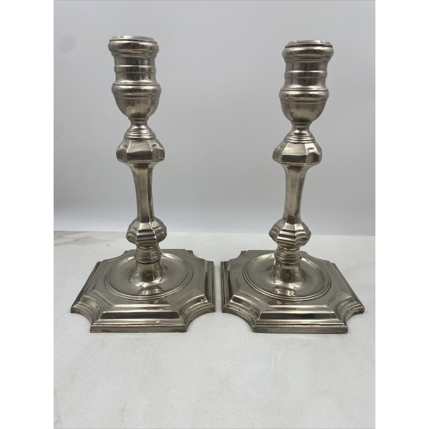 Vtg Chelsea House Candle Stick Holders Silver Plate Metal Heavy Italy 1984