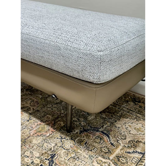 Mirycal Cotton Linen Upholstered Bench Marble Table Seat Hokku Designs