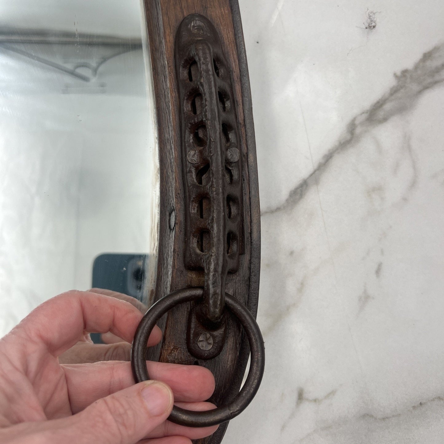 ANTIQUE EQUESTRIAN HORSE COLLAR WALL MIRROR Primitive