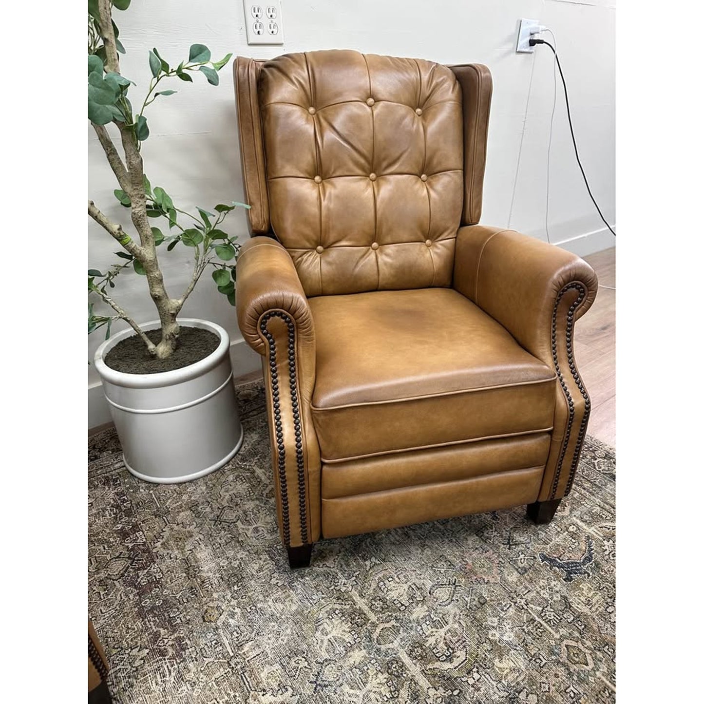 Silvia Genuine Leather Power Recliner-CAMEL