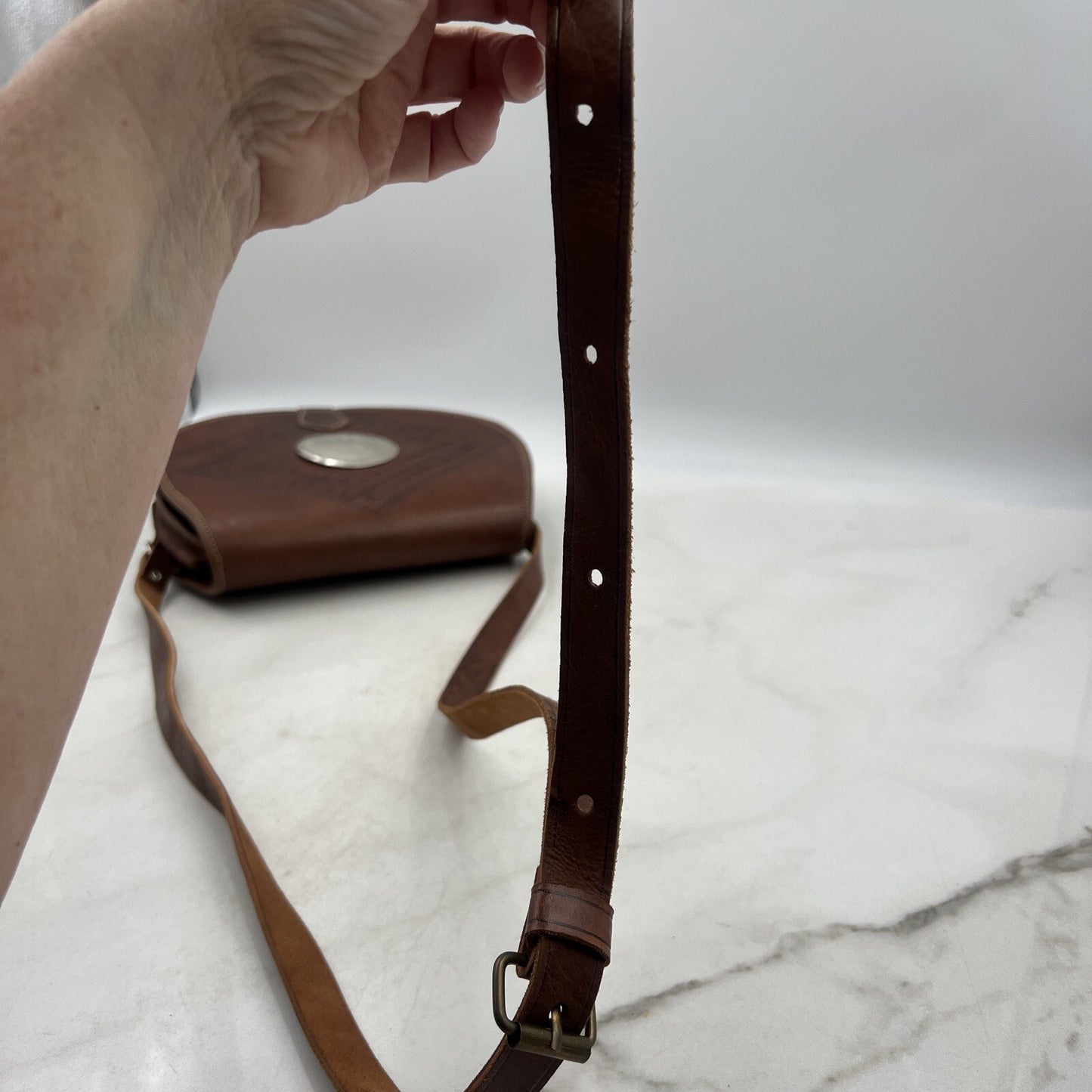 VTG Saddlebag Purse Women’s Brown Tooled Leather Camel Shoulder Bag