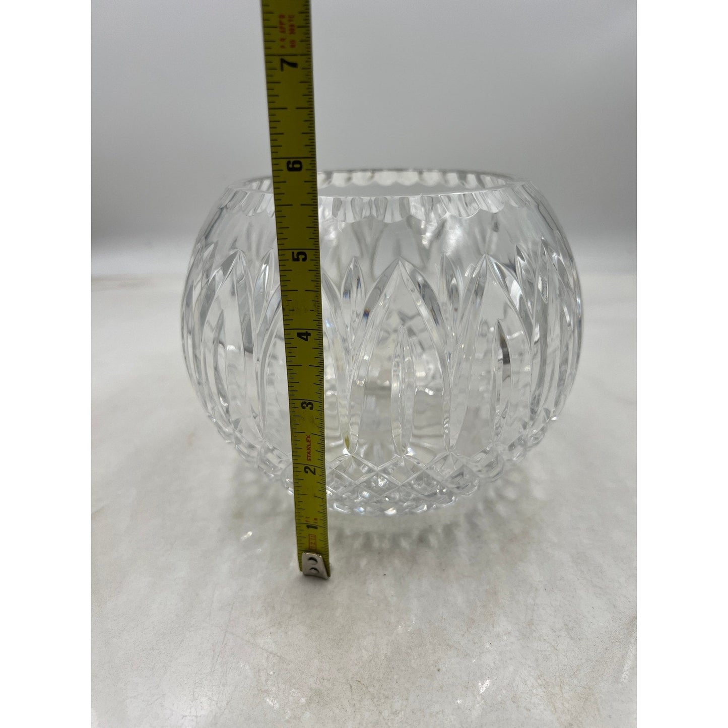 VTG Crystal Cut Round Flower Vase Bowl Clear Glass