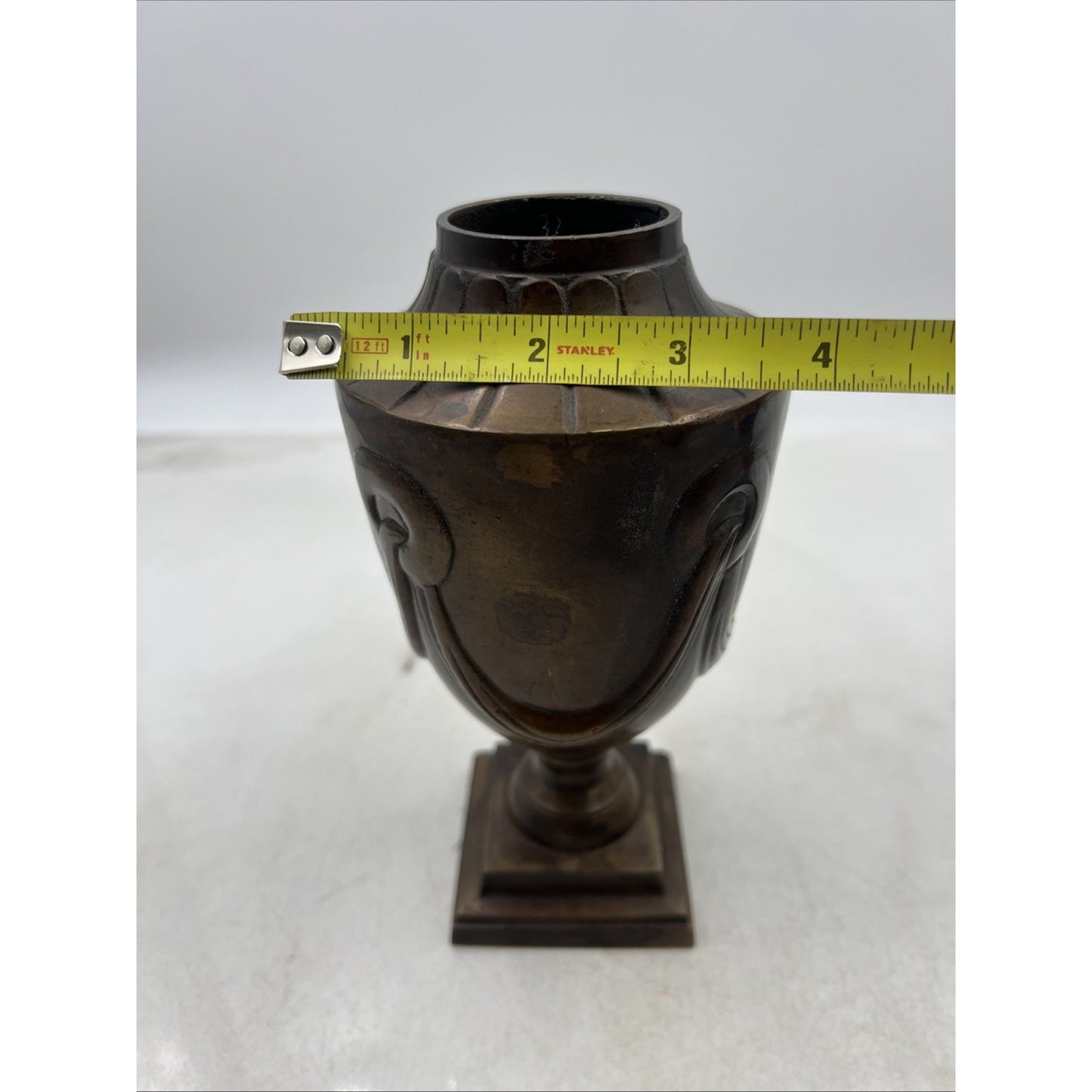 Vintage Bronze Urn Ancient Bronze Amphora Made In India 8" Tall No Lids Set 2
