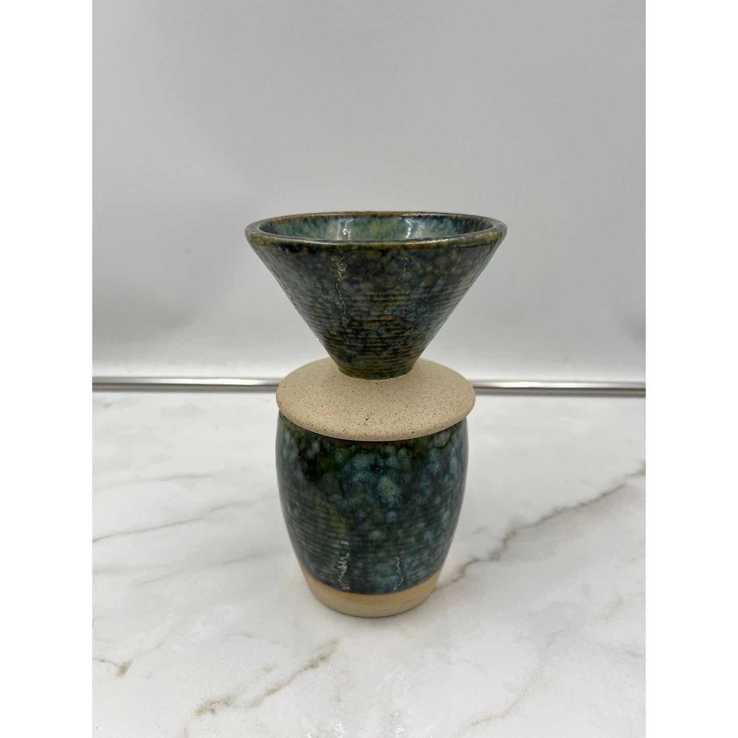Urban Outfitters UO Home Mushroom Pour Over Coffee Mug Set Teal Green Ceramic