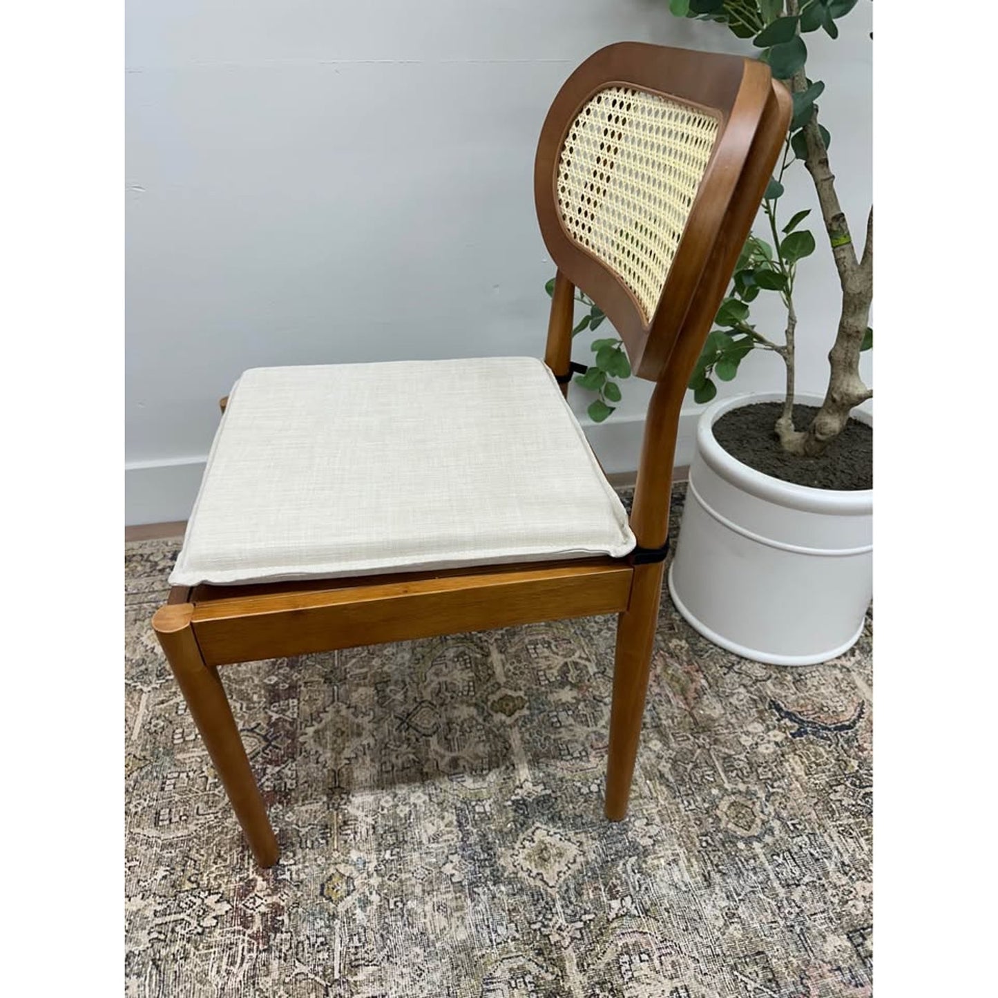 Konstantin Rattan Cane Back Dining Chairs Kitchen Chair with Cushion -Brown