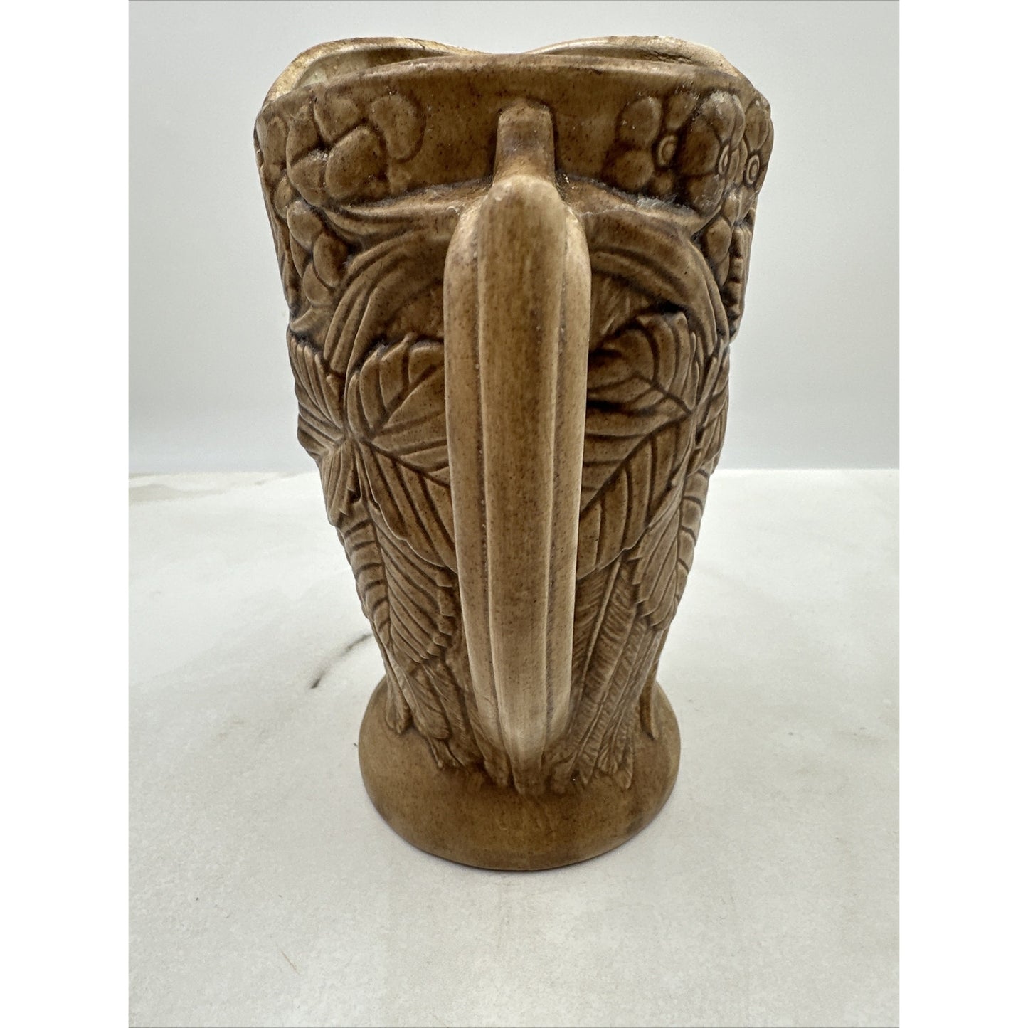 Vintage Ceramic Pitcher Jug Brown Owl 8.5” Tall MCM Vase