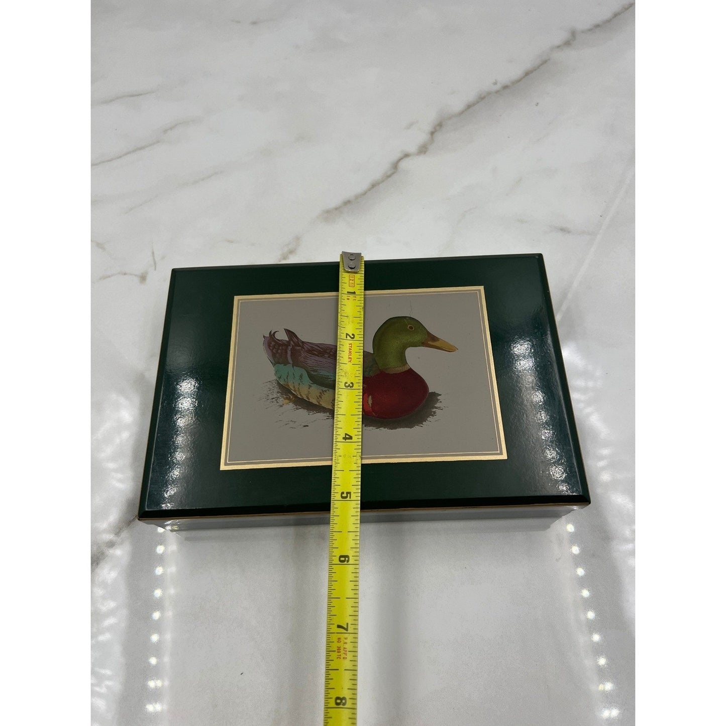 VTG Otagiri Japan Lacquerware Trinket Box Mallard Duck Gibson Greetings Green