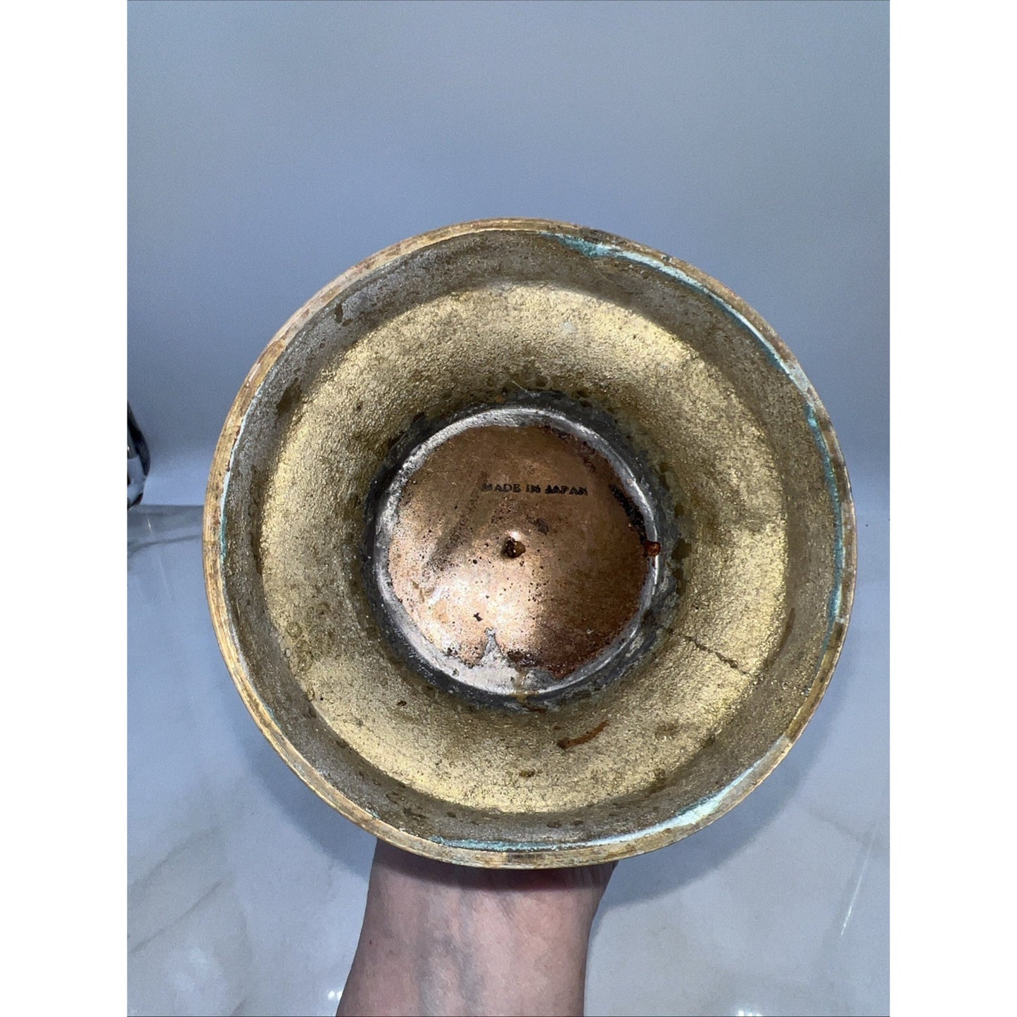 Vintage Brass Candlestick Holder Round Turned Traditional Japan 16"