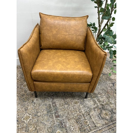 Georges Vegan Leather Armchair-CAMEL Brown New Karat Home