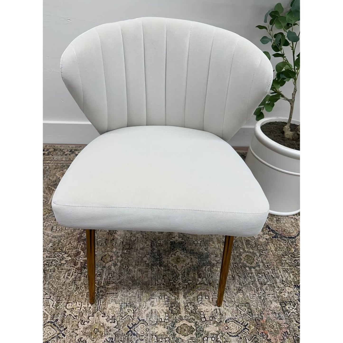 Milia Dining Chair IVORY Dining Kitchen Living Velvet Upholstered Gold Leg