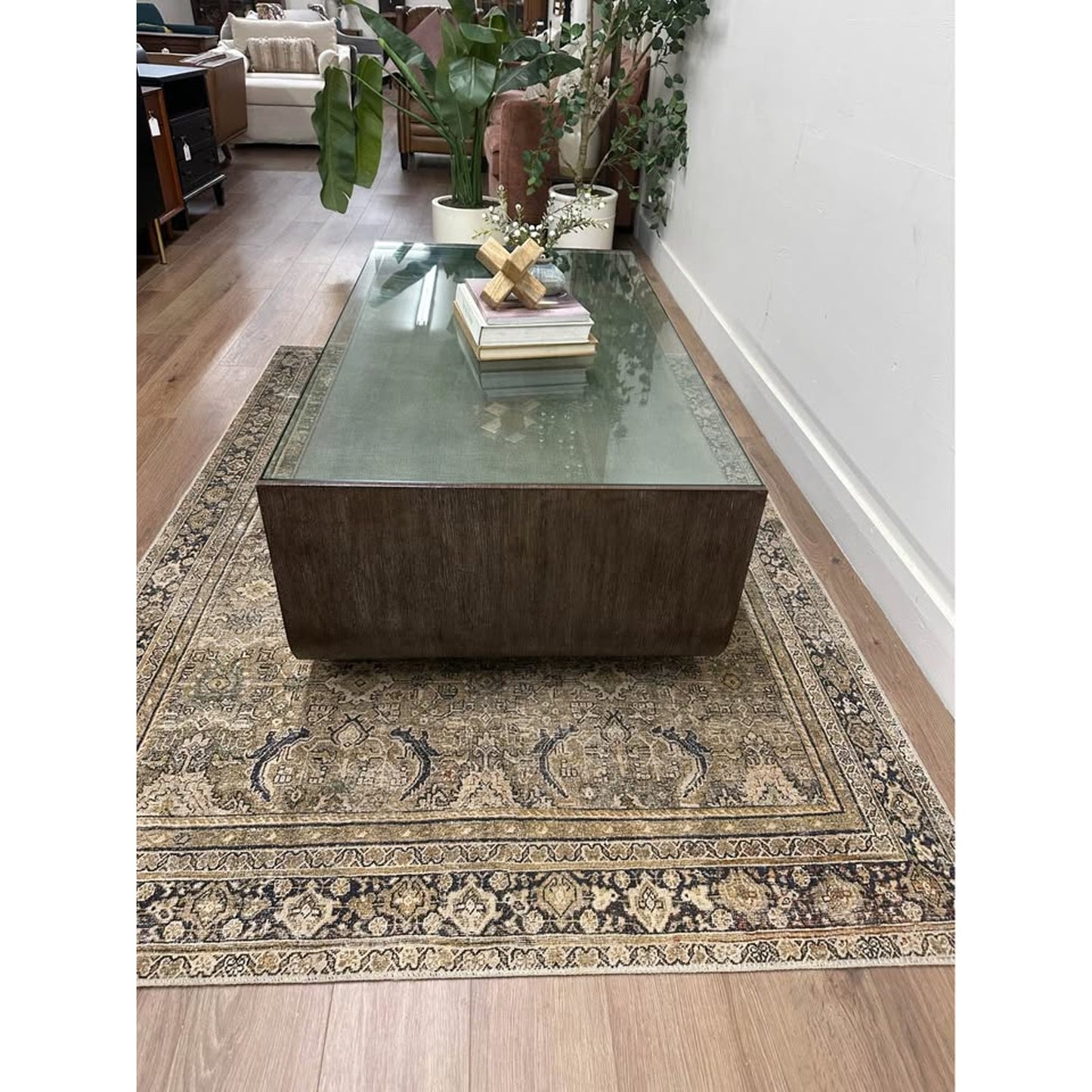 Modern Mood Rectangle Cocktail Coffee Table Hooker Furniture Smoky Brown Glass Top