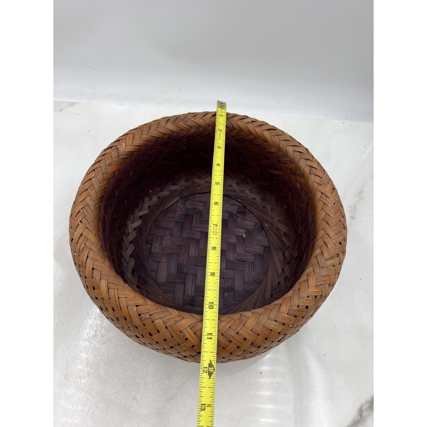 Handwoven Rattan Bamboo Wicker Basket Bowl Set Pair Nesting Boho Decor Round