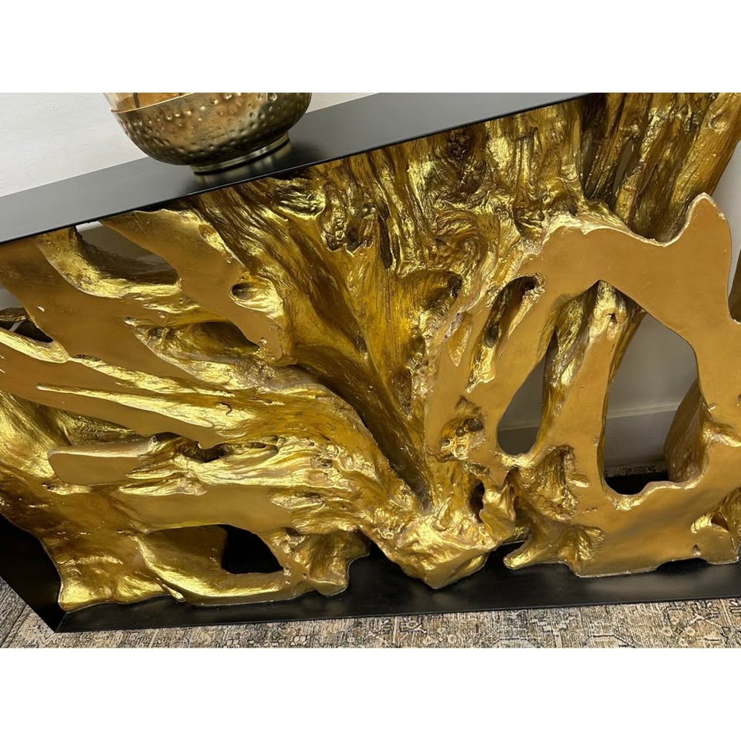 Cast Root Console Table, Iron Frame, Resin Gold Leaf Phillips Collection