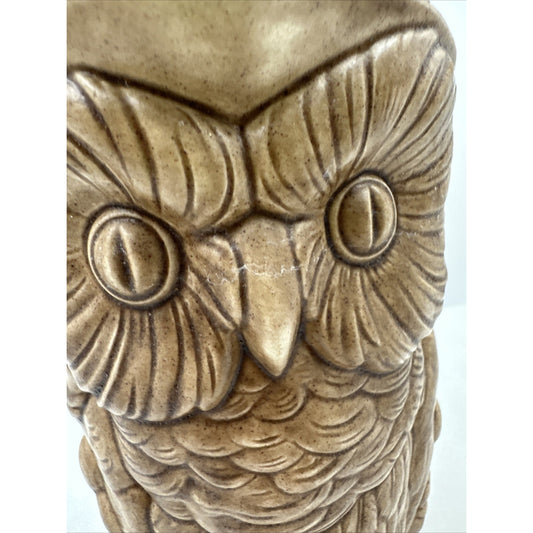 Vintage Ceramic Pitcher Jug Brown Owl 8.5” Tall MCM Vase