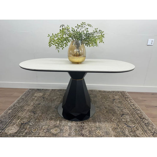 Cashion Oval Dining Table Ivory Black NEW!