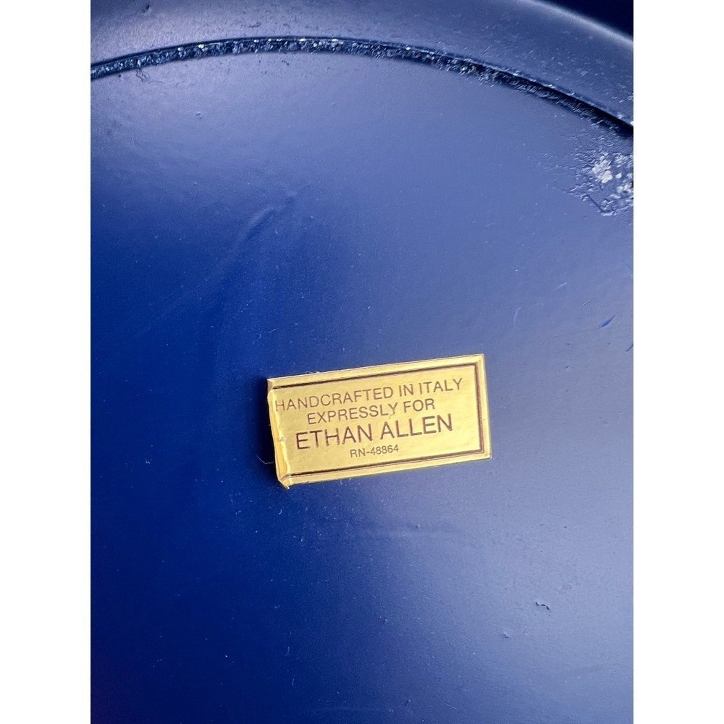 Vintage Ethan Allen Metal Italy Hand Painted Blue Red Brown Grandmillenial