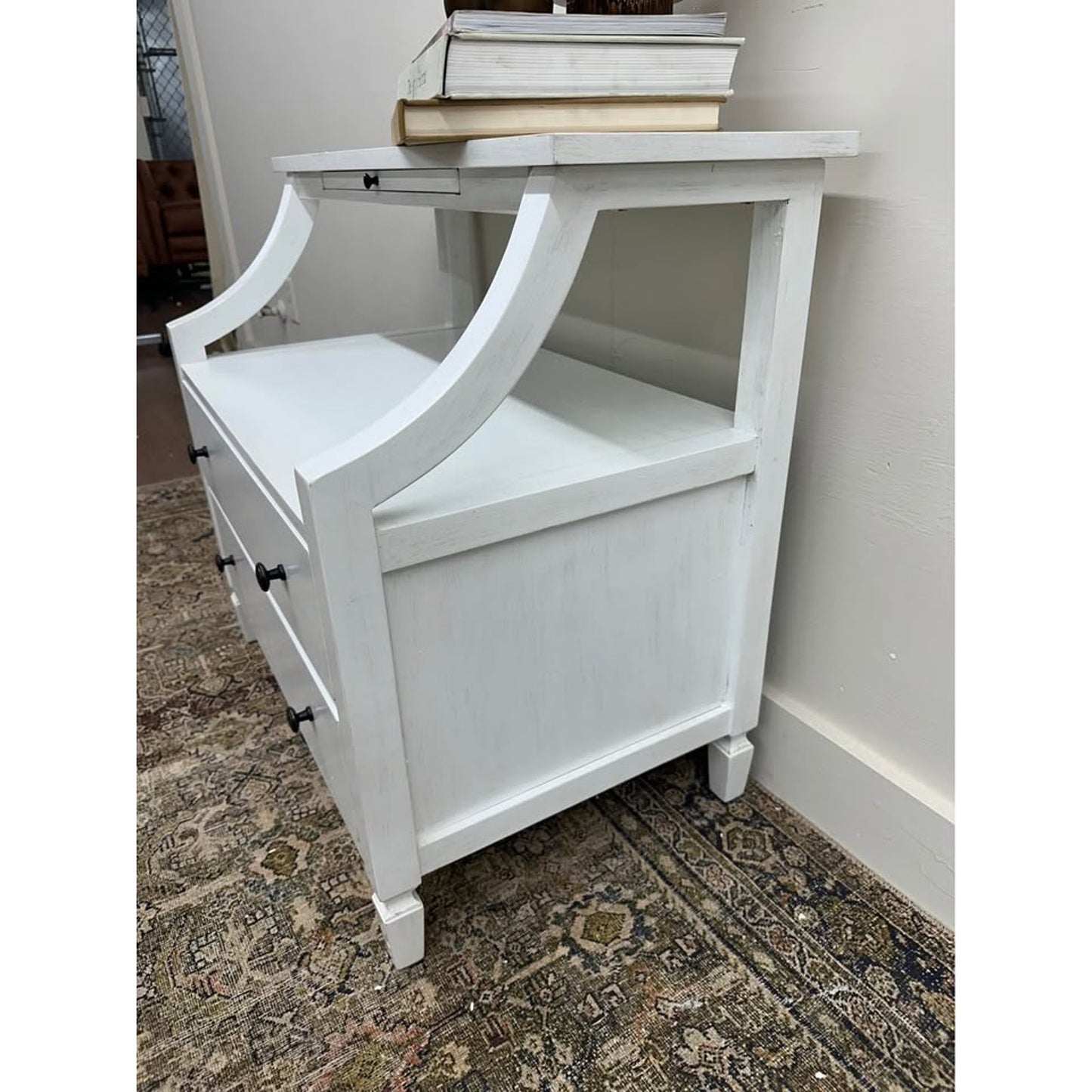 Bernadette 2 - Drawer Nightstand with Built-In Outlets-WHITE Two Drawer Modern Farmhouse New!