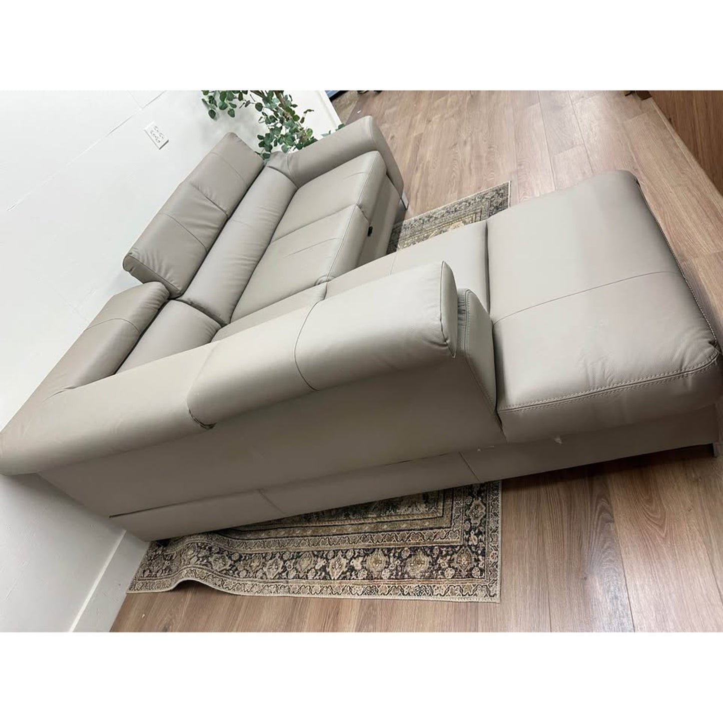 Tan Italian Leather Sleeper Sectional Pull Out Bed & Storage Europe Pewamo