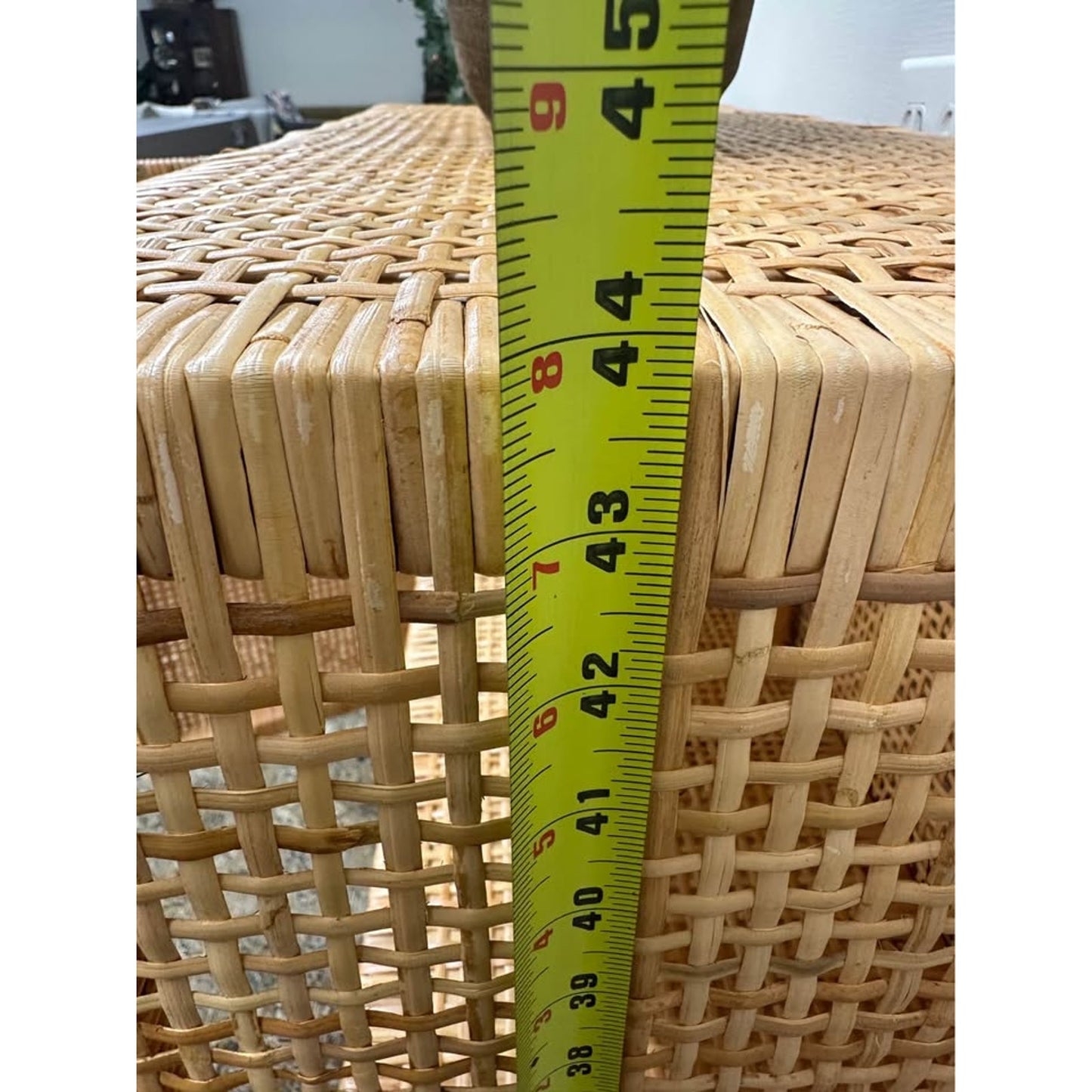 Natural Rattan Storage Cabinet - 3-Tier Handwoven Wicker Accent Cabinet Double Doors Elevated Base