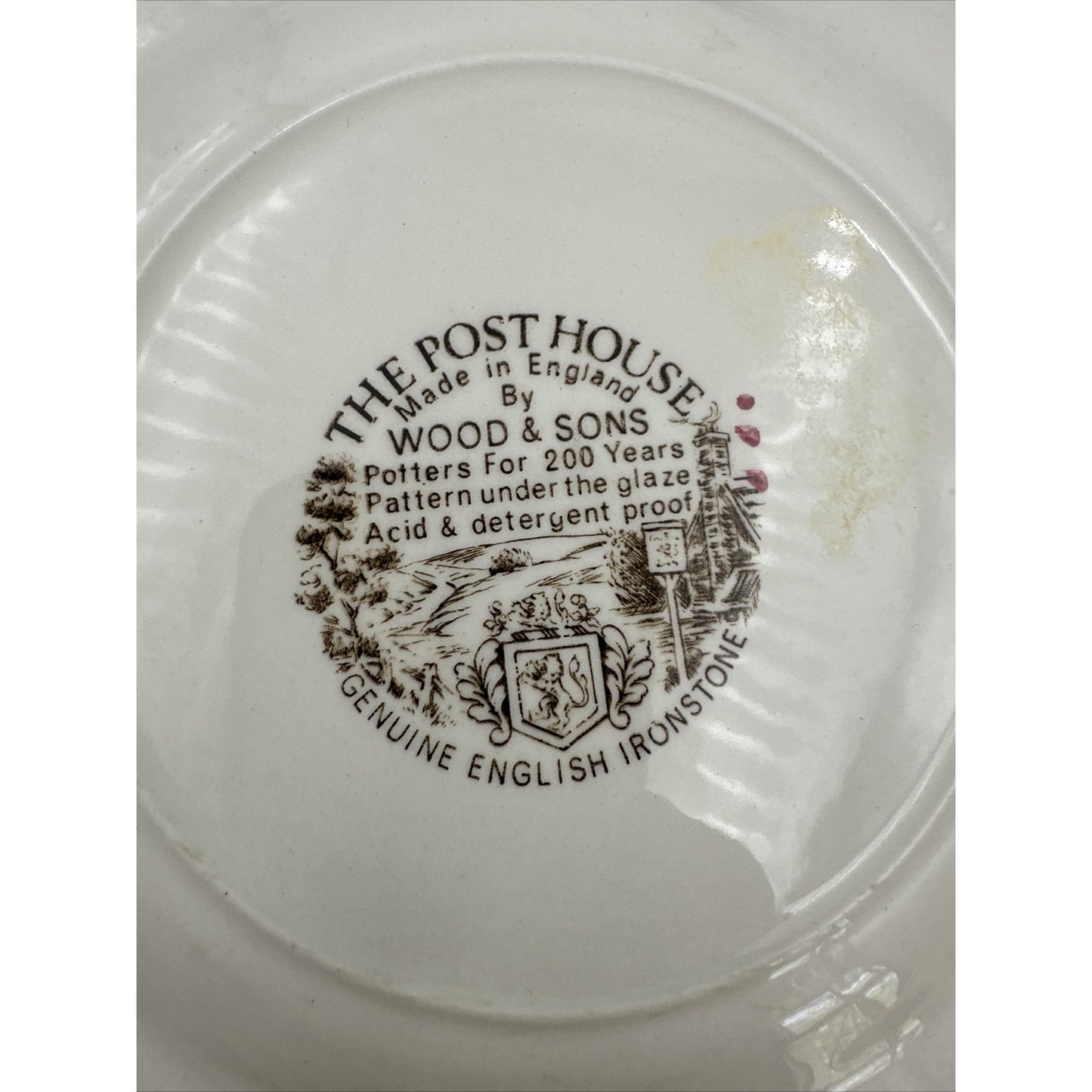 WOOD & SONS Ironstone Plate Dessert 8” The Post House English England Brown