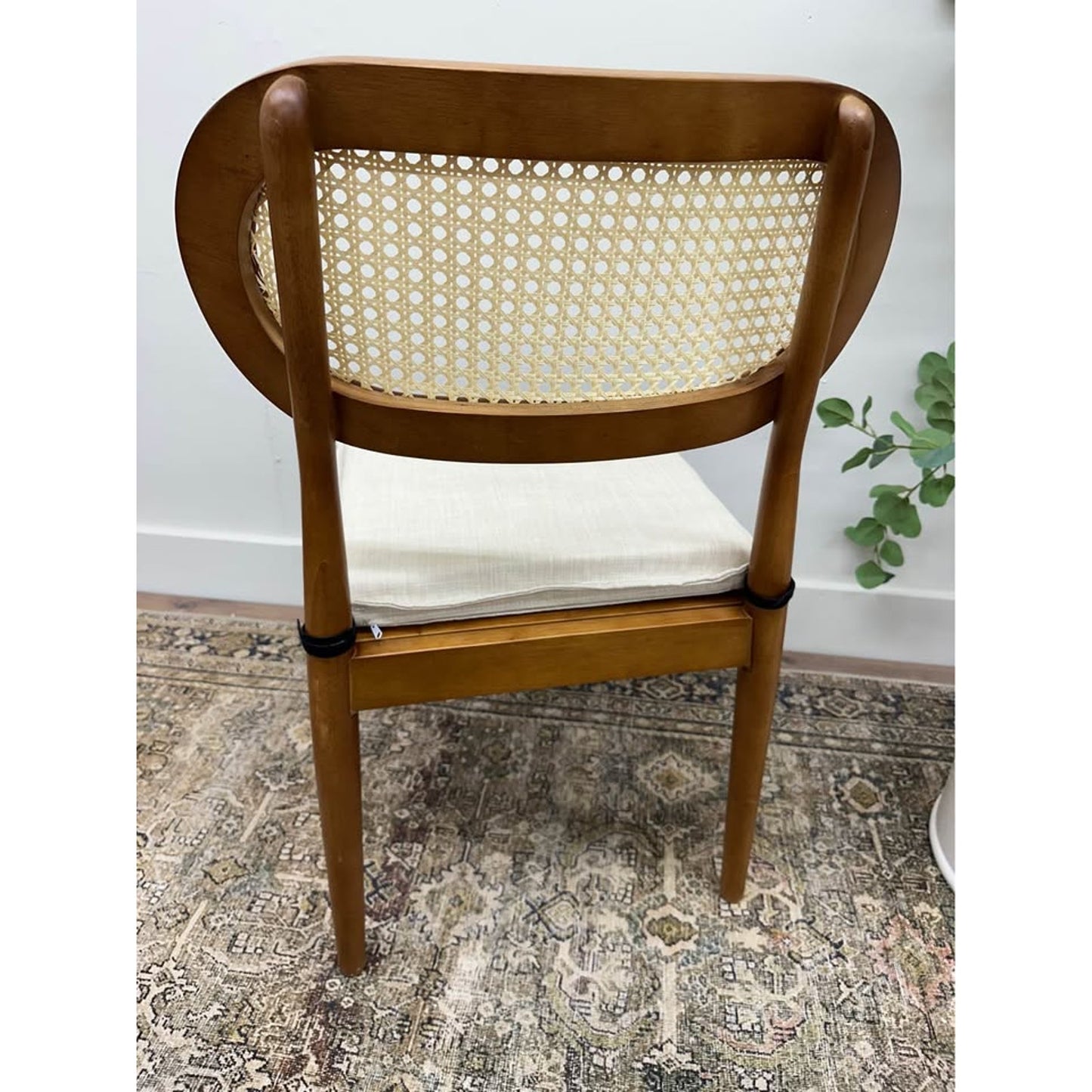 Konstantin Rattan Cane Back Dining Chairs Kitchen Chair with Cushion -Brown