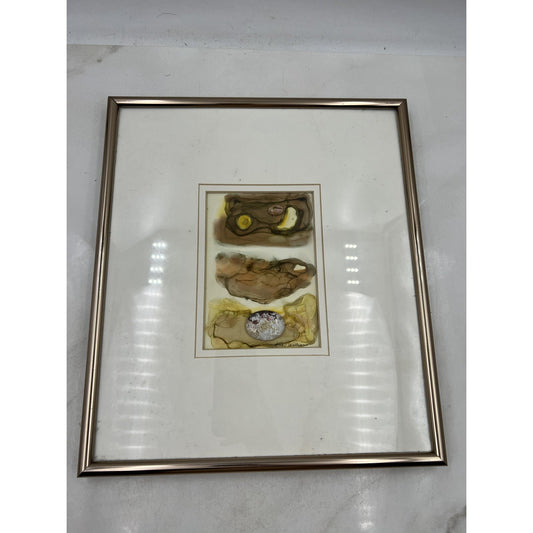 J. Williams Abstract Mixed Media Resin Art Signed Framed Matted Original Agate